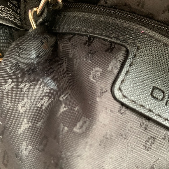 DKNY 2014 Crossbody Goldtone Black Leather Purse - Picture 8 of 16